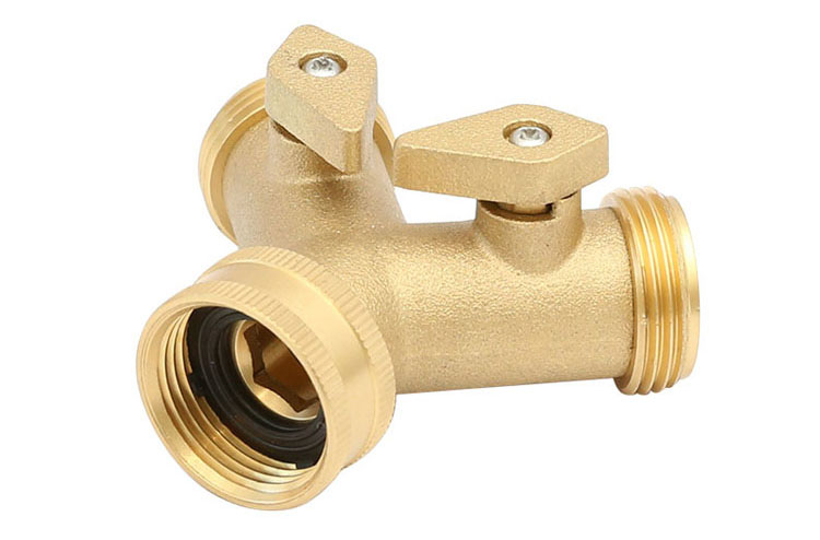 पीतल 2 Way Garden Hose Connector made in China